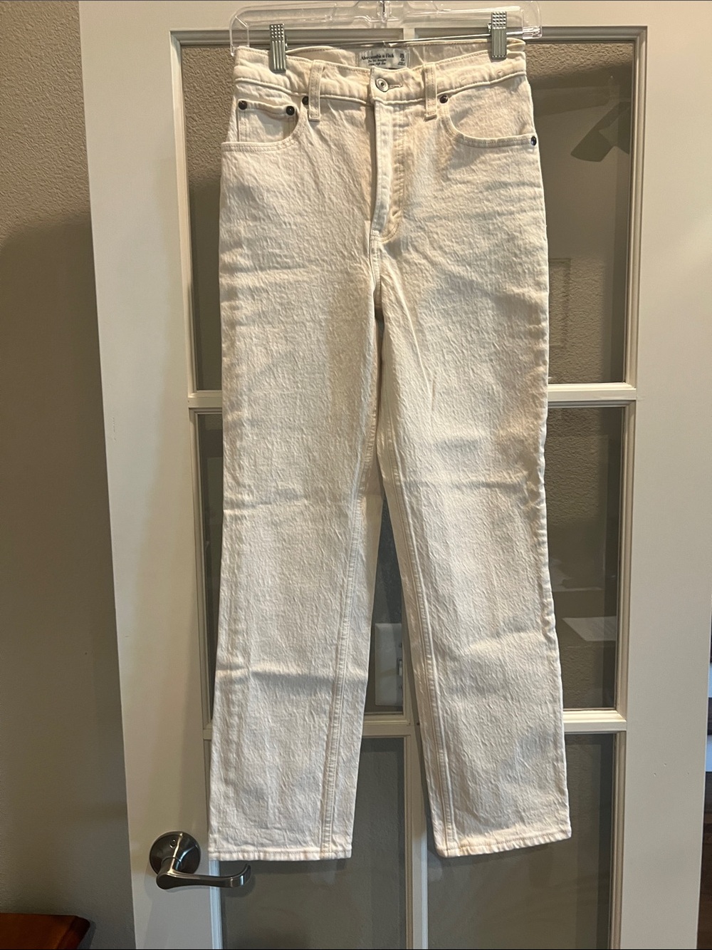 Abercrombie & Fitch Off-White Straight-Leg Women's Jeans